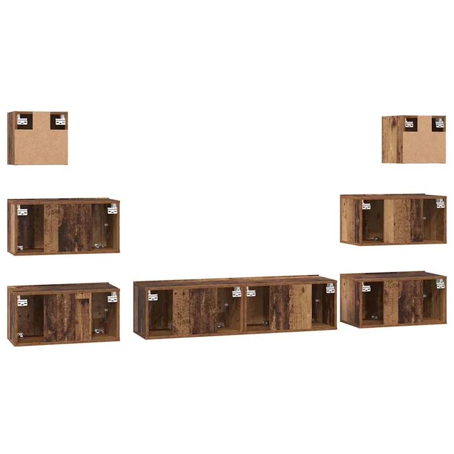 Ensemble meuble TV 8 pcs Bois Ancien Bois d'ingénierie - 9