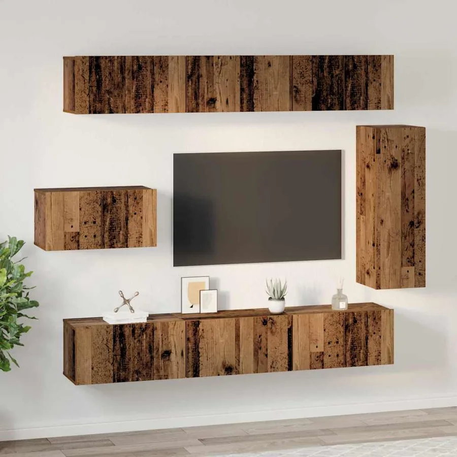 Ensemble meuble TV 8 pcs Bois Ancien Bois d'ingénierie - 4