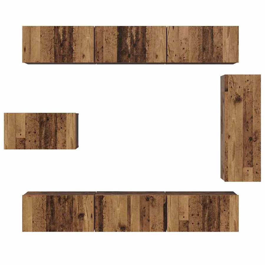 Ensemble meuble TV 8 pcs Bois Ancien Bois d'ingénierie - 7