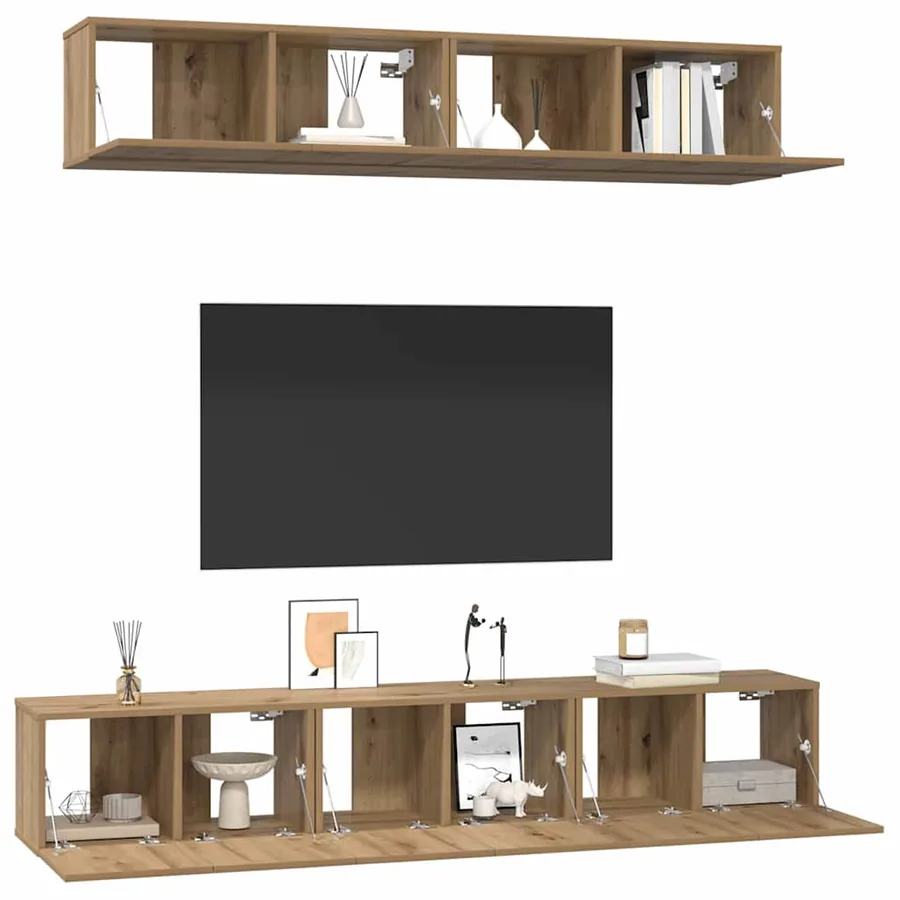 Ensemble meuble TV 5 pcs Chêne artisanal Bois d'ingénierie - 3