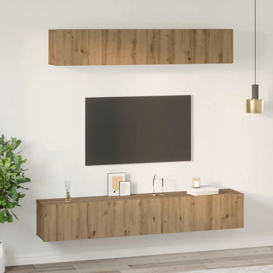 Ensemble meuble TV 5 pcs Chêne artisanal Bois d'ingénierie - 4