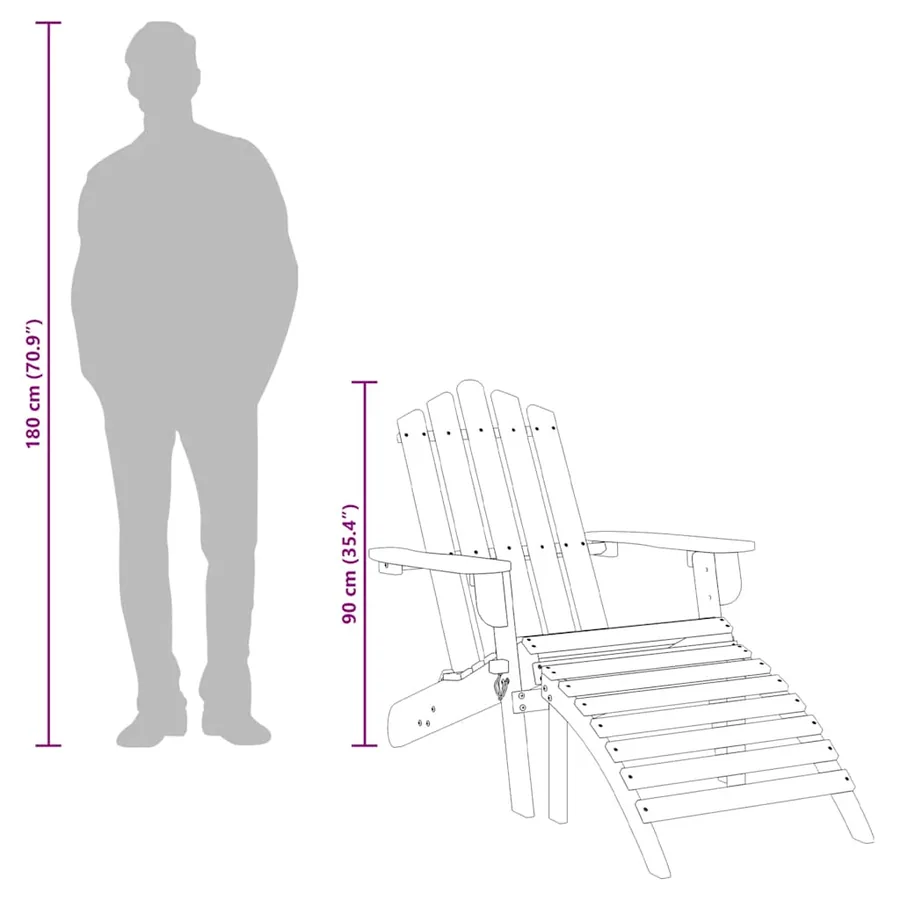 Chaise de jardin Adirondack et repose-pied Bois d'acacia massif - 11