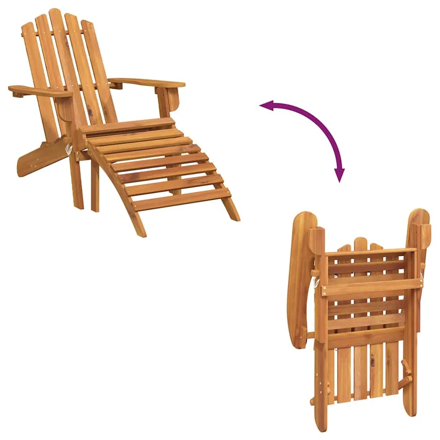 Chaise de jardin Adirondack et repose-pied Bois d'acacia massif - 7