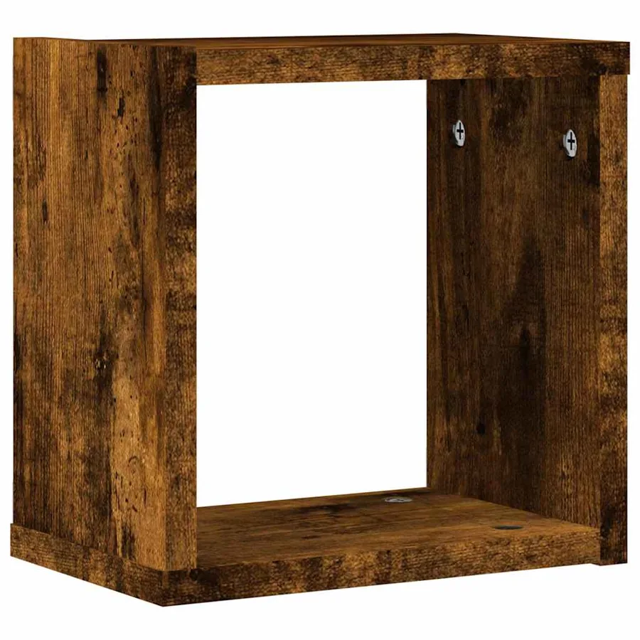 Étagères Murales avec étagère 4 pcs Chêne fumé 26 x 15 x 26 cm - 4