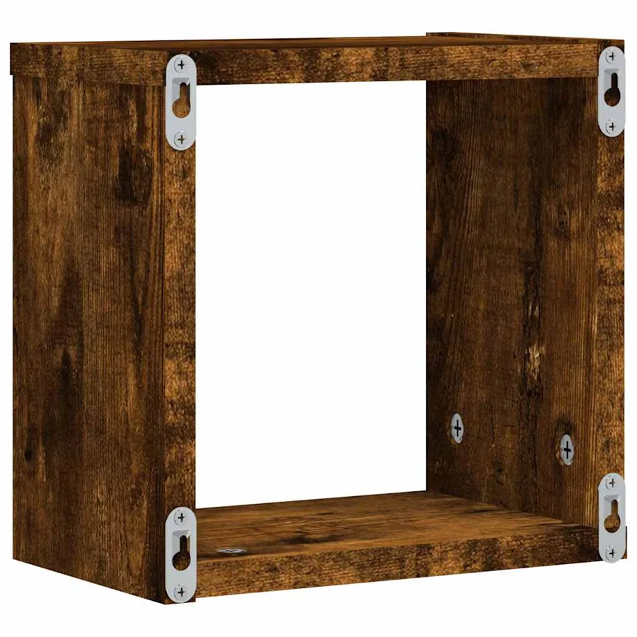 Étagères Murales avec étagère 4 pcs Chêne fumé 26 x 15 x 26 cm - 7