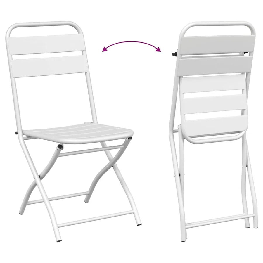 Chaise de jardin pliante 2 pcs Blanc 42 x 52 x 82 cm - 11