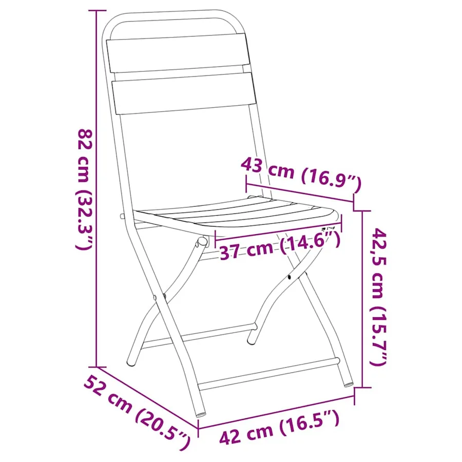Chaise de jardin pliante 2 pcs Blanc 42 x 52 x 82 cm - 13