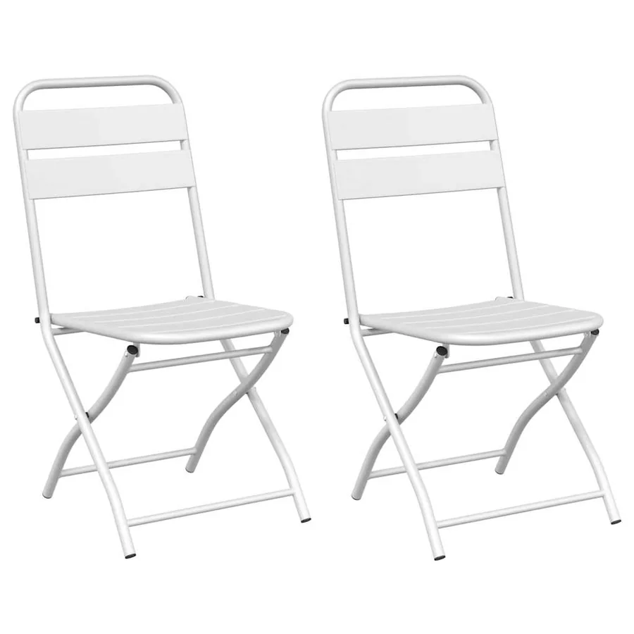 Chaise de jardin pliante 2 pcs Blanc 42 x 52 x 82 cm - 2