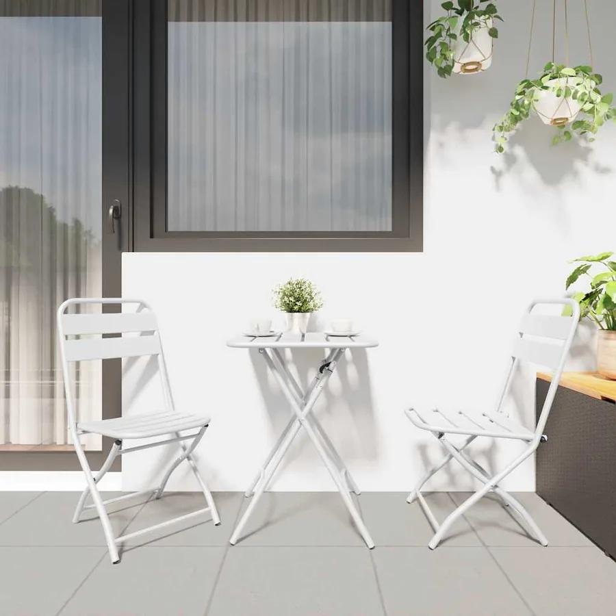 Chaise de jardin pliante 2 pcs Blanc 42 x 52 x 82 cm - 3