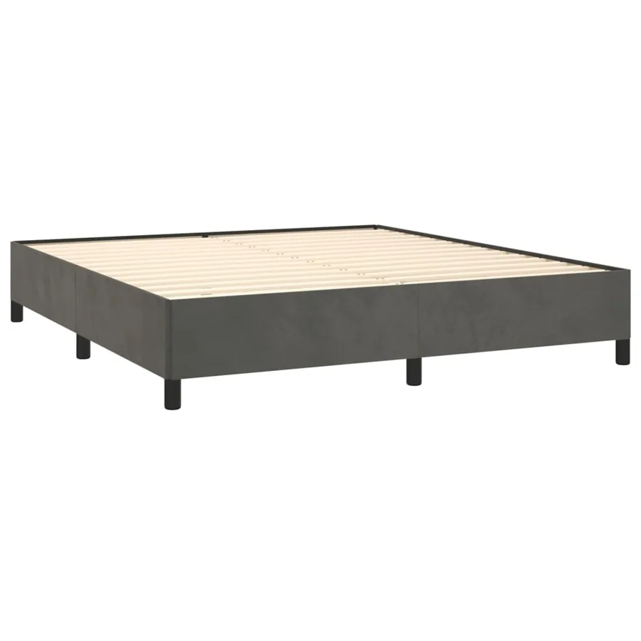 Cadre de lit sans matelas gris foncé 160x200 cm velours - 4