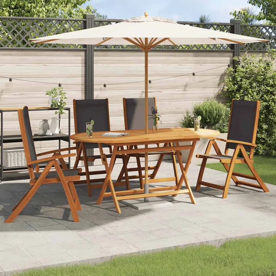 Chaises de jardin pliantes lot de 4 acacia massif et textilène