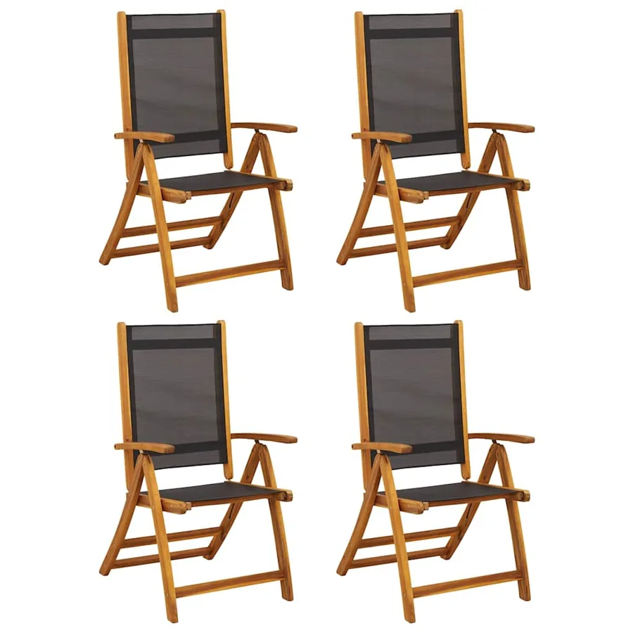 Chaises de jardin pliantes lot de 4 acacia massif et textilène - 2