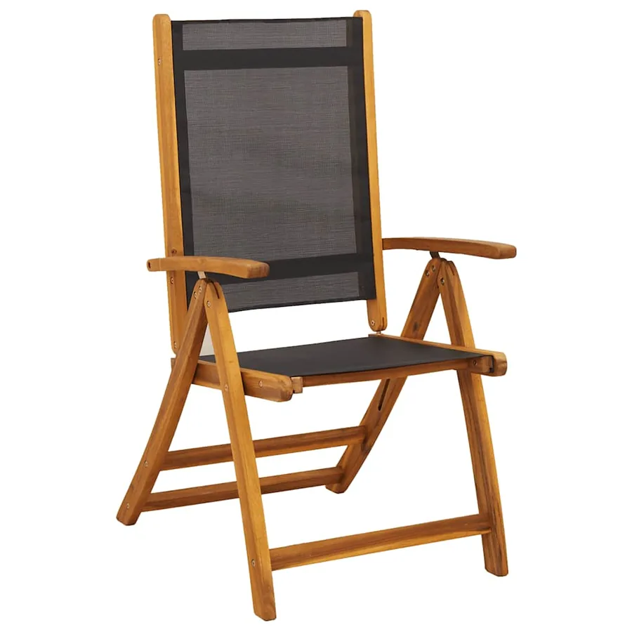 Chaises de jardin pliantes lot de 4 acacia massif et textilène - 3