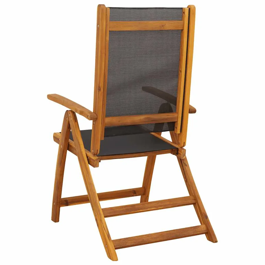 Chaises de jardin pliantes lot de 4 acacia massif et textilène - 5