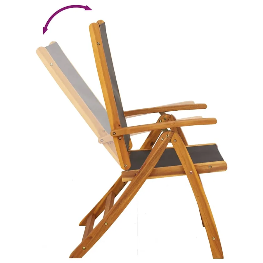 Chaises de jardin pliantes lot de 4 acacia massif et textilène - 7