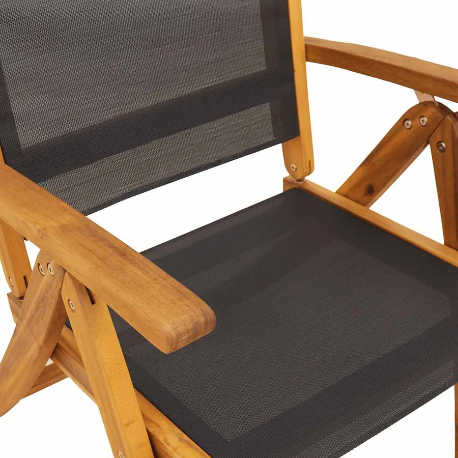 Chaises de jardin pliantes lot de 4 acacia massif et textilène - 9