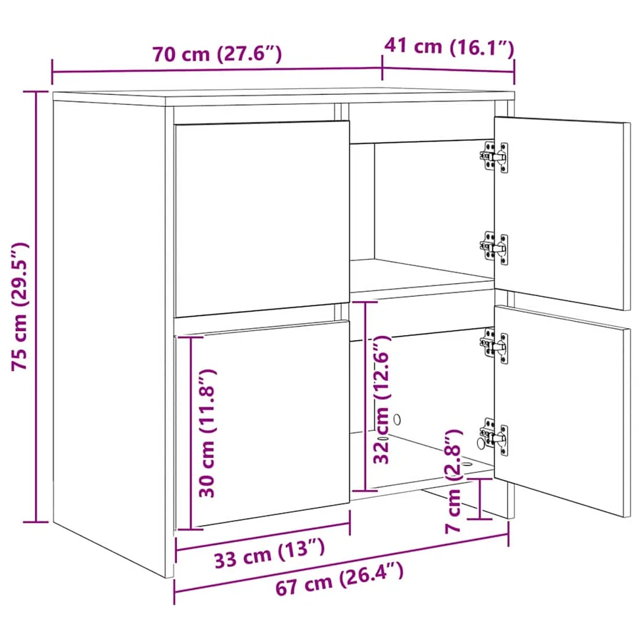 Buffets 2 pcs Bois ancien 70 x 41 x 75 cm Bois d'ingénierie - 11