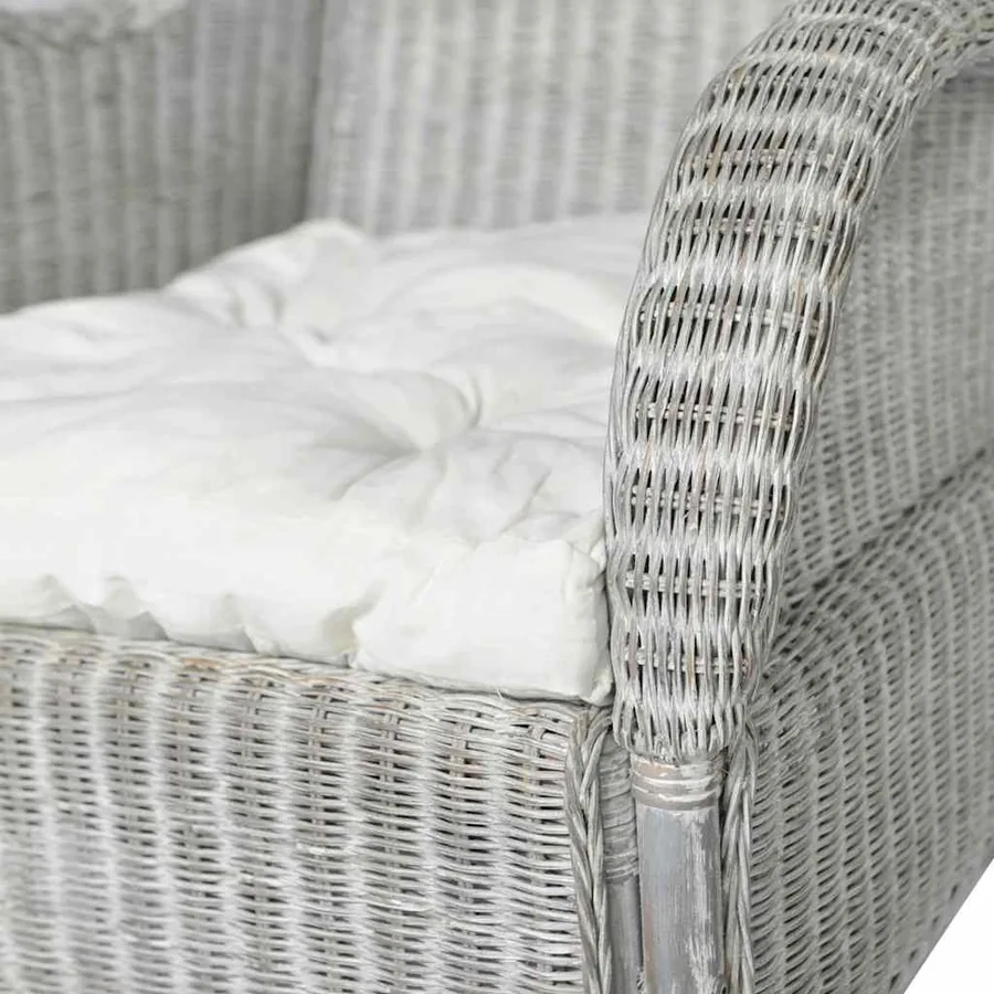 Canapé avec coussin Gris Rotin naturel et lin - 7