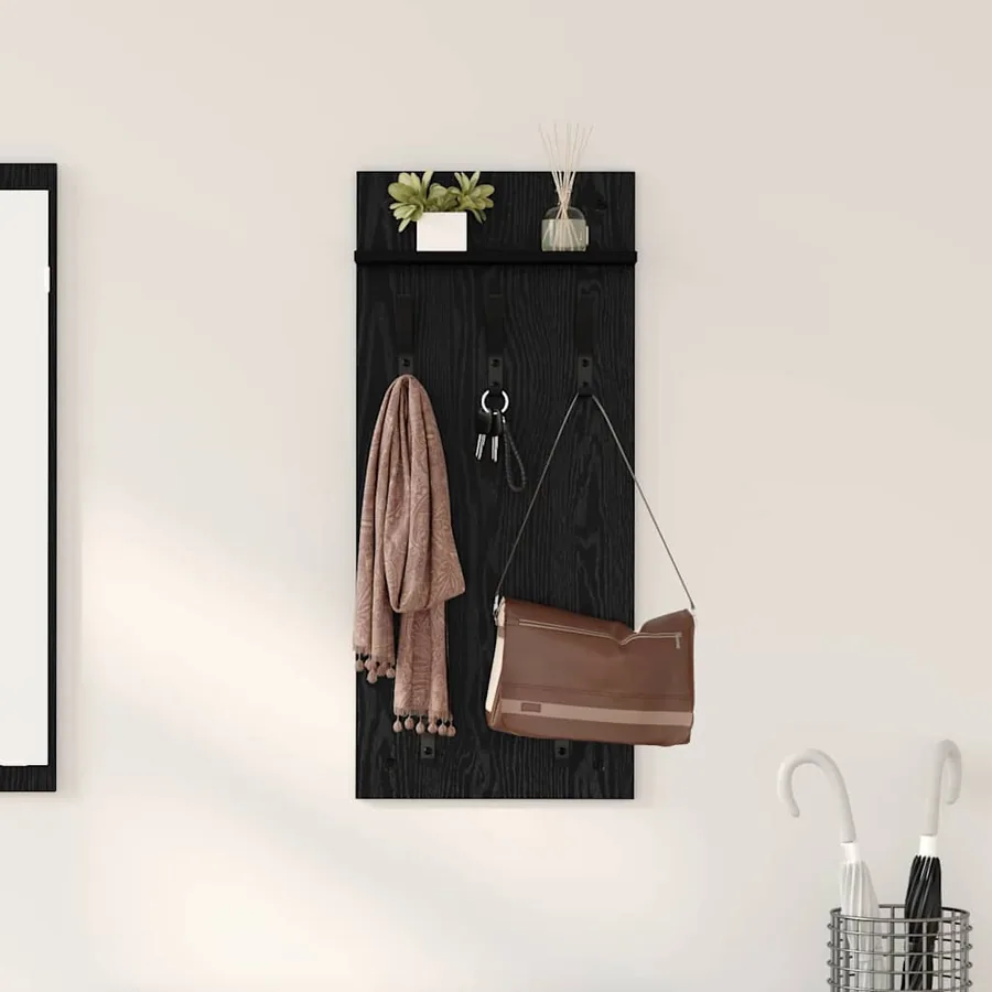 Porte-manteau mural avec étagère Chêne noir 40 x 10 x 90 cm