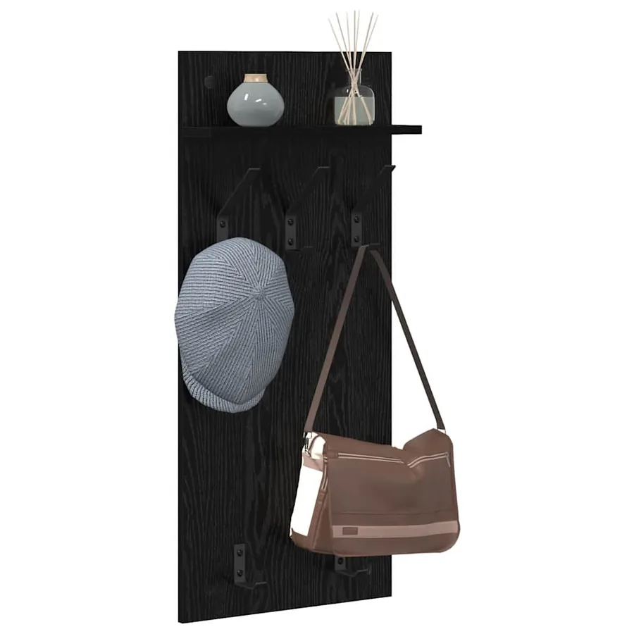 Porte-manteau mural avec étagère Chêne noir 40 x 10 x 90 cm - 3