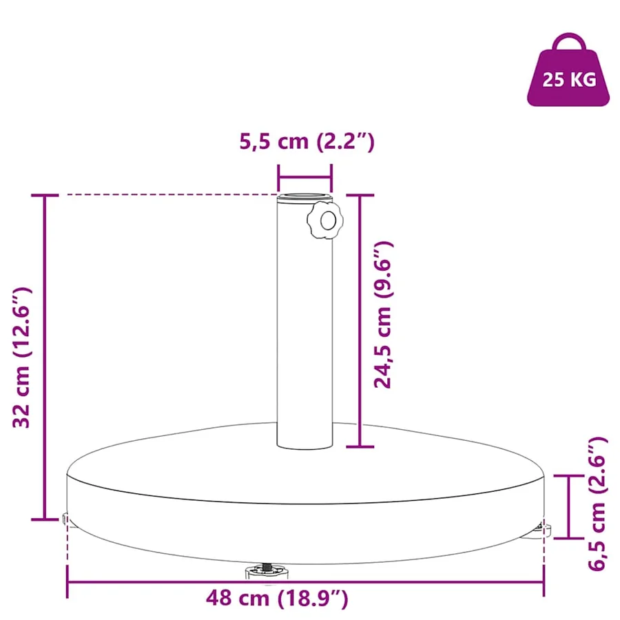 Pied de parasol Gris foncé 48 x 48 x 32 cm - 12