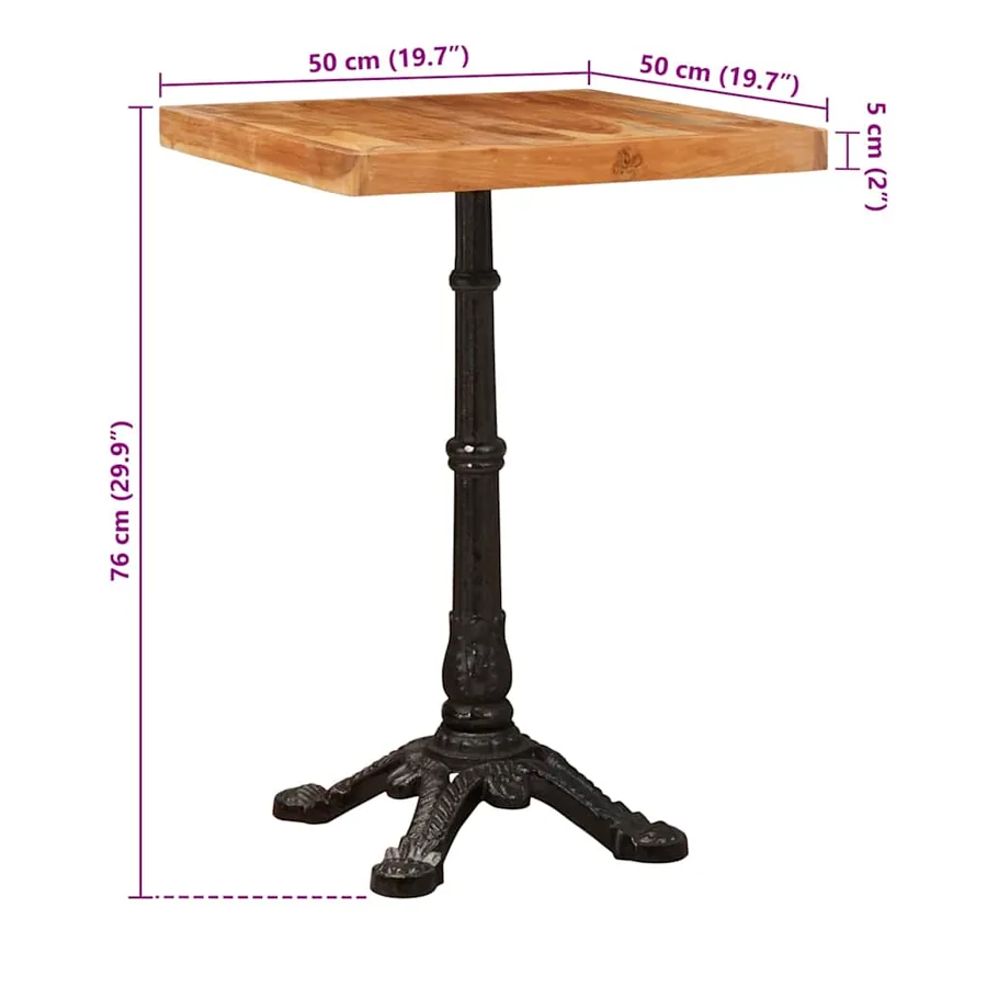 Table bistrot Marron 50 x 50 x 76 cm Bois d'Acacia Massif - 9