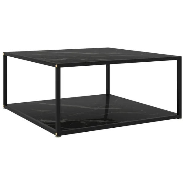 Table basse Noir 80x80x35 cm Verre trempé