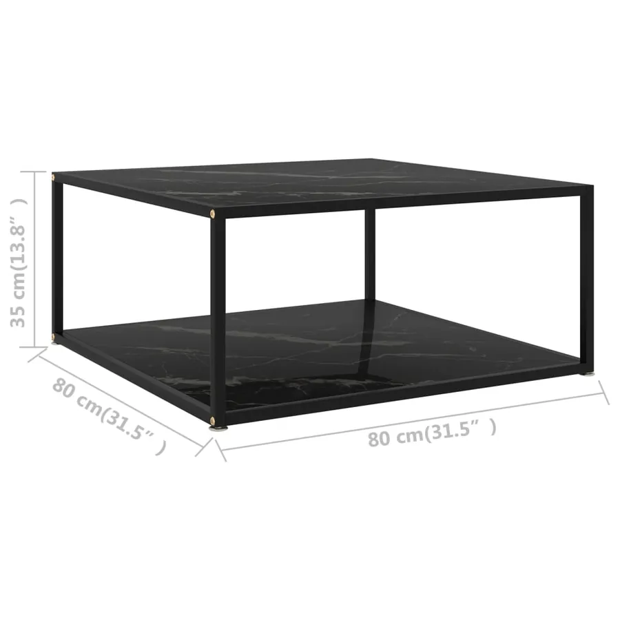 Table basse Noir 80x80x35 cm Verre trempé - 5