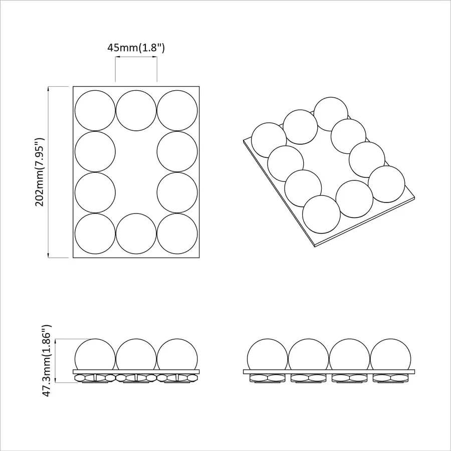 Lampes miroir 2 pcs Blanc 4.5 x 4.5 x 4.8 cm Plastique - 9