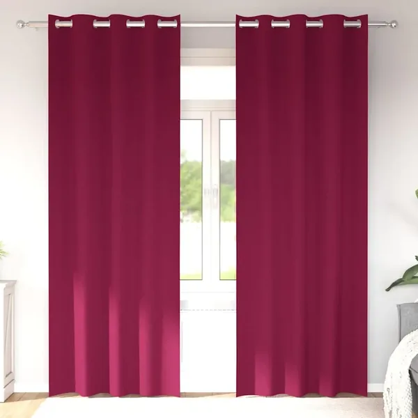Rideaux occultants avec anneaux 2 pcs Bordeaux 225 x 140 cm