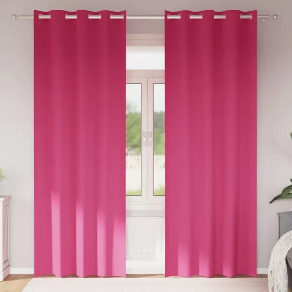Rideaux occultants avec anneaux 2 pcs Rose vif 225 x 140 cm