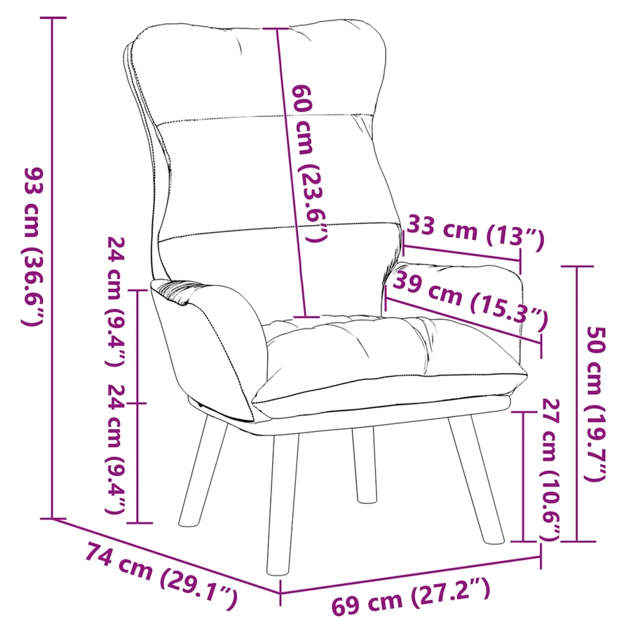fauteuil Gris foncé 69 x 74 x 93 cm Velours - 9