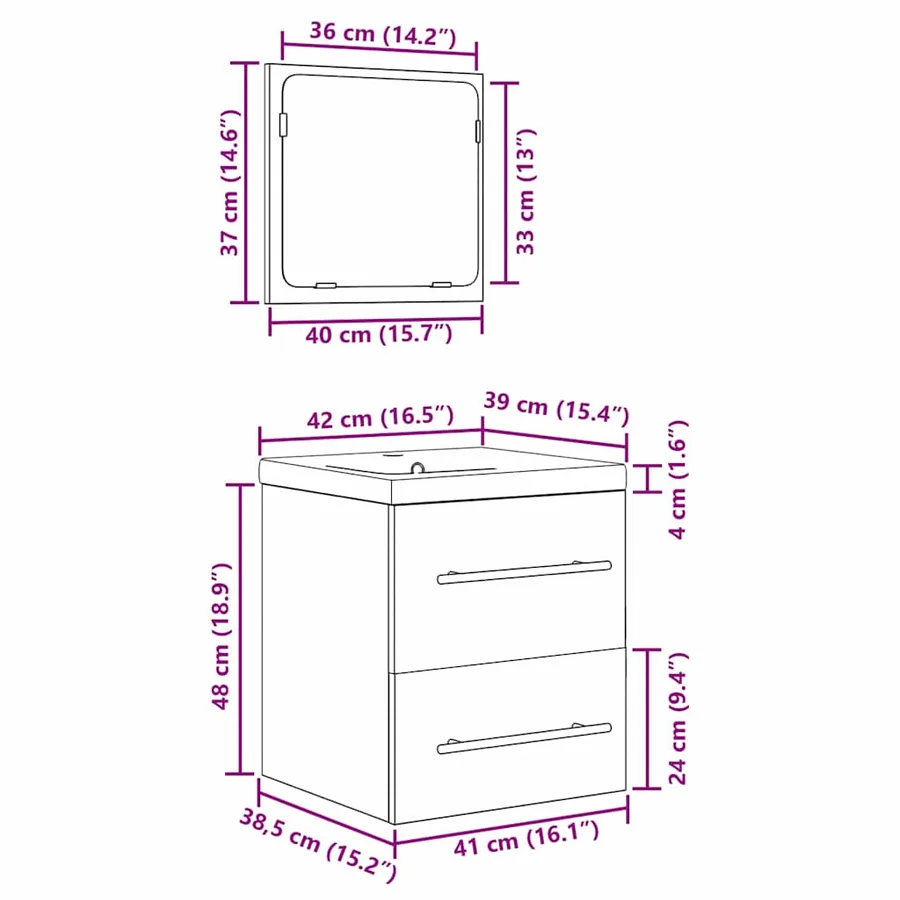 Ensemble de mobilier de salle de bain 2 pcs Bois Ancien - 12