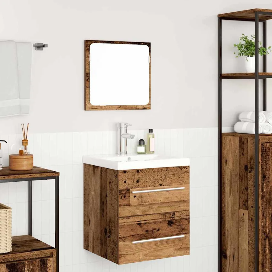 Ensemble de mobilier de salle de bain 2 pcs Bois Ancien - 4