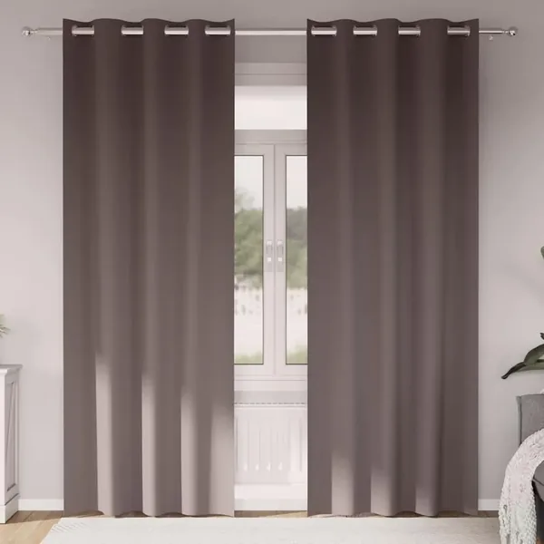 Rideaux occultants avec anneaux 2 pcs Marron foncé 245 x 140 cm