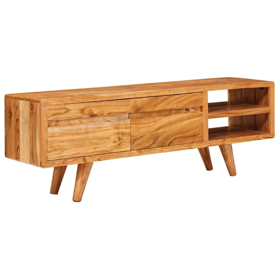 Meuble TV Marron 110 x 30 x 40 cm Bois d'Acacia Massif - 2
