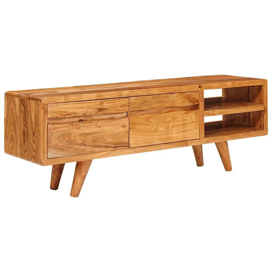 Meuble TV Marron 110 x 30 x 40 cm Bois d'Acacia Massif - 3