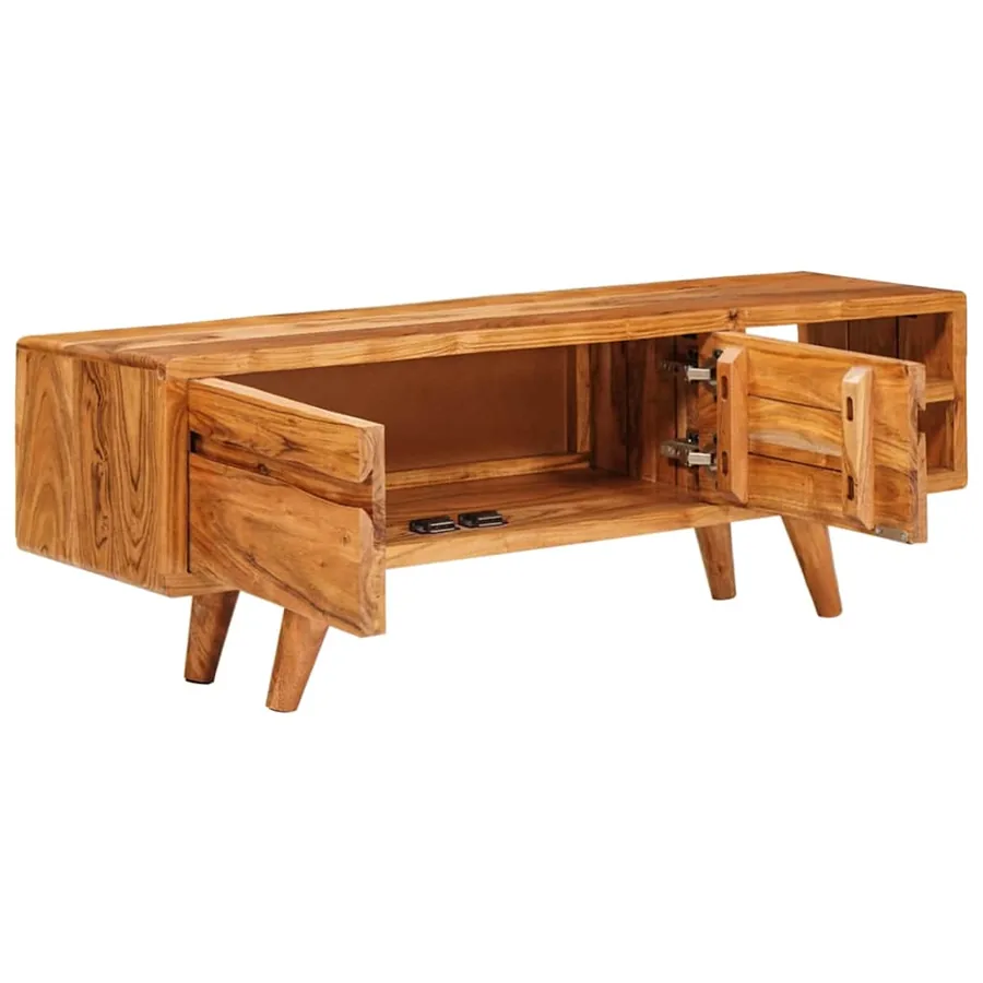 Meuble TV Marron 110 x 30 x 40 cm Bois d'Acacia Massif - 4