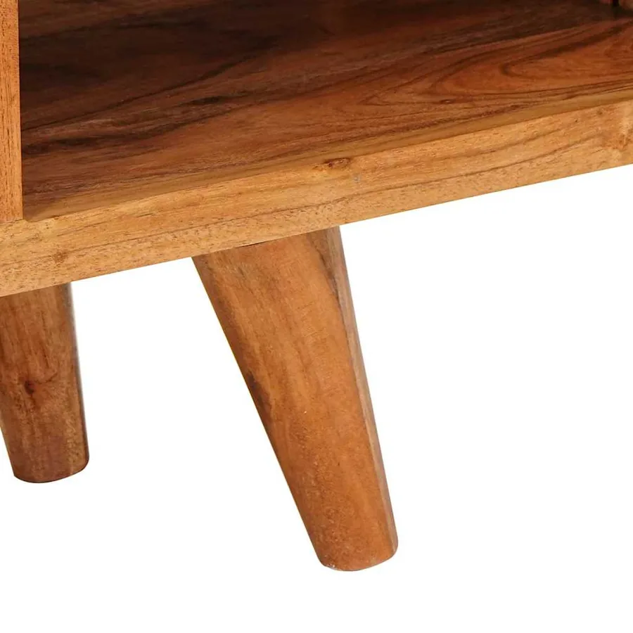 Meuble TV Marron 110 x 30 x 40 cm Bois d'Acacia Massif - 9