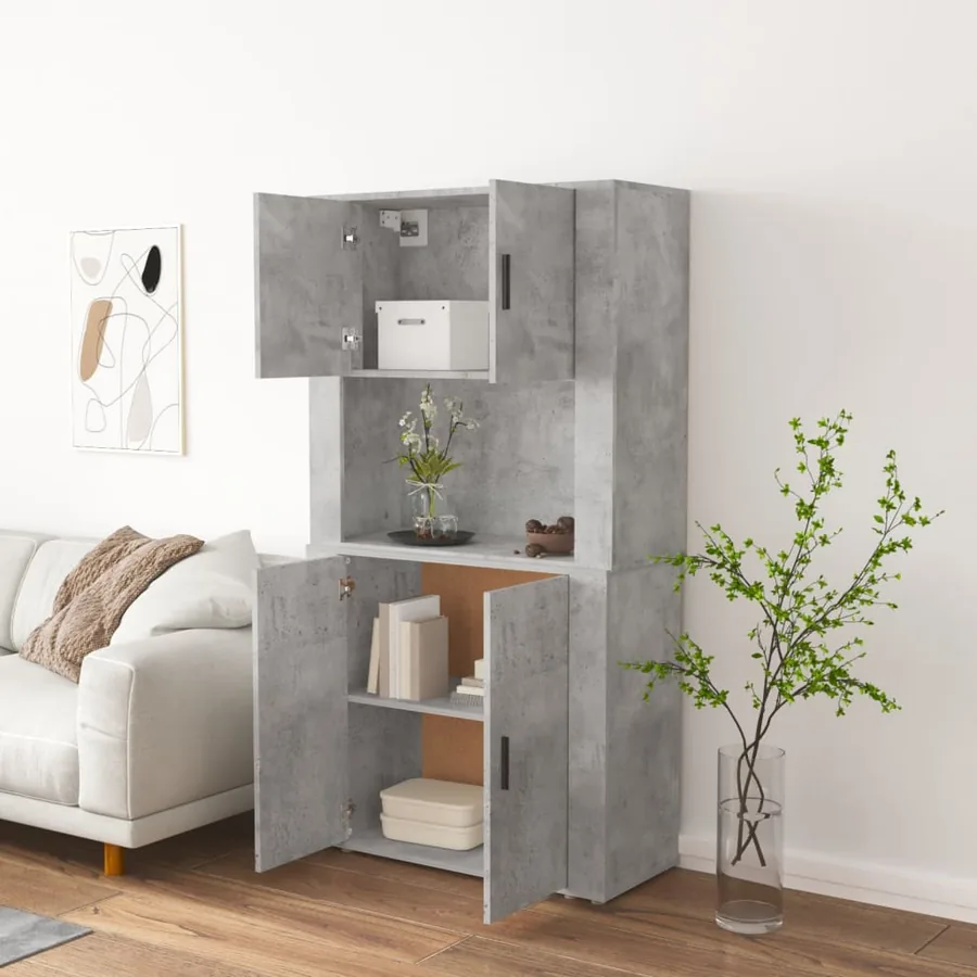 Buffet haut Gris béton Bois d'ingénierie - 3
