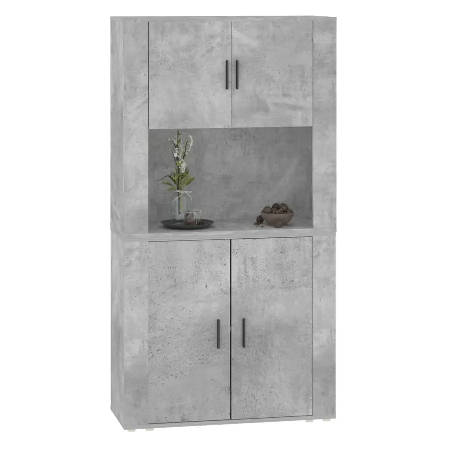 Buffet haut Gris béton Bois d'ingénierie - 6