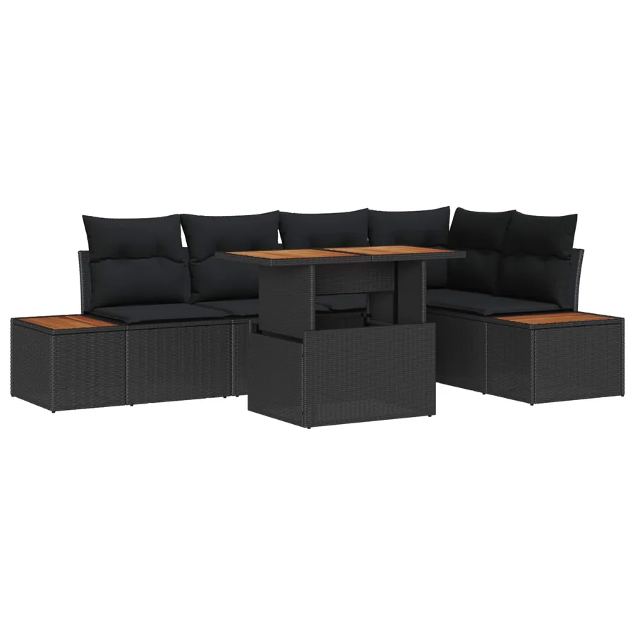 Ensemble de canapé de jardin 6 pc Noir et Marron