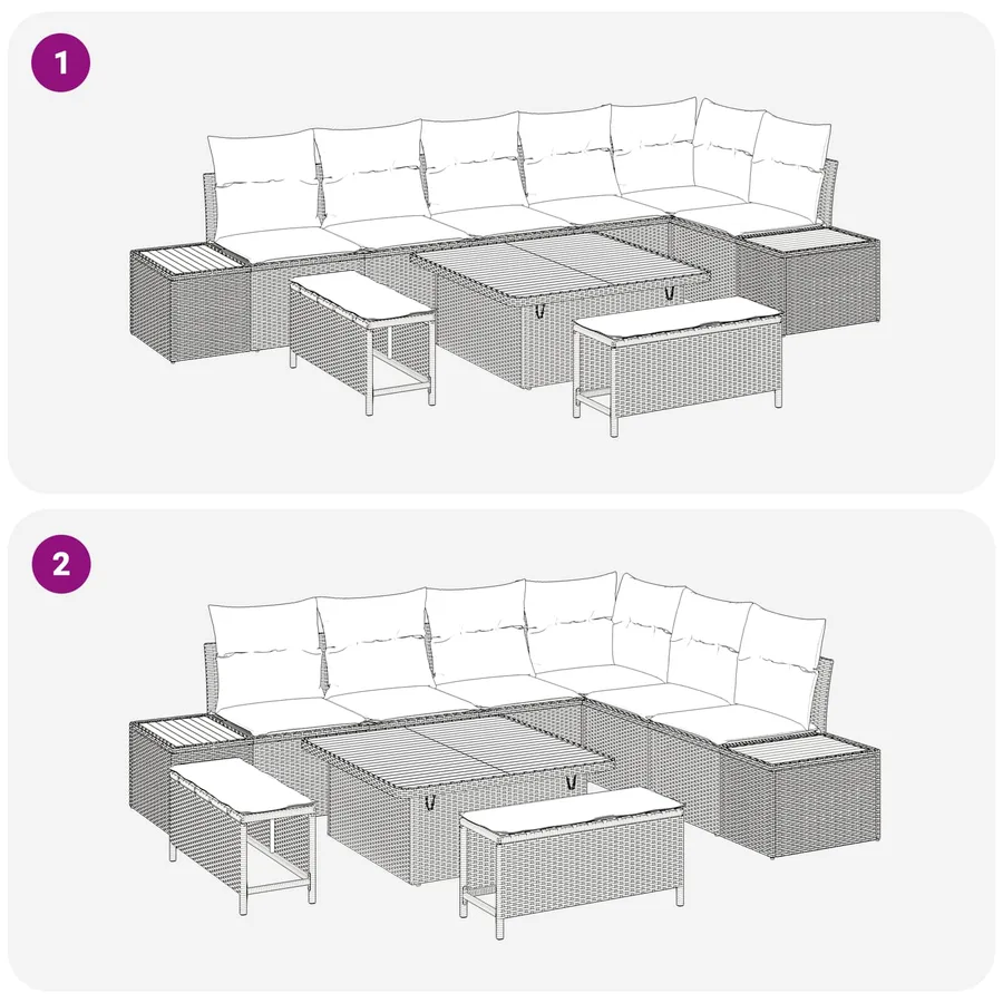 Ensemble de canapé de jardin avec coussin 9 pcs Noir - 10