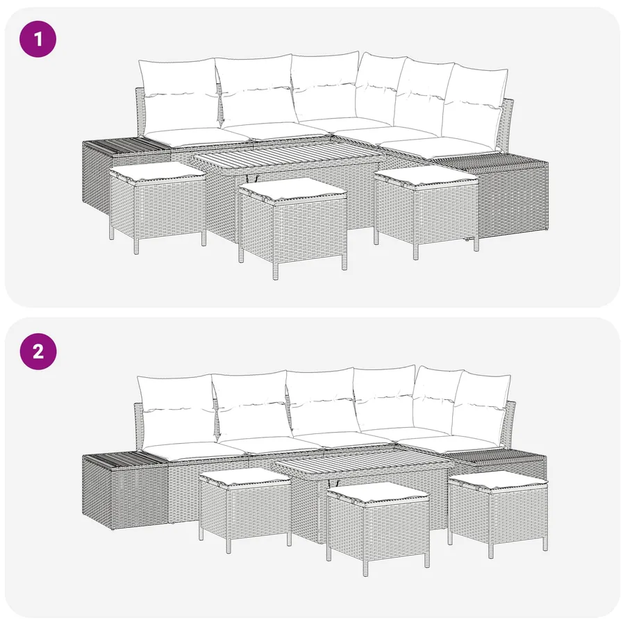 Ensemble de canapé de jardin avec coussin 9 pcs Noir - 8