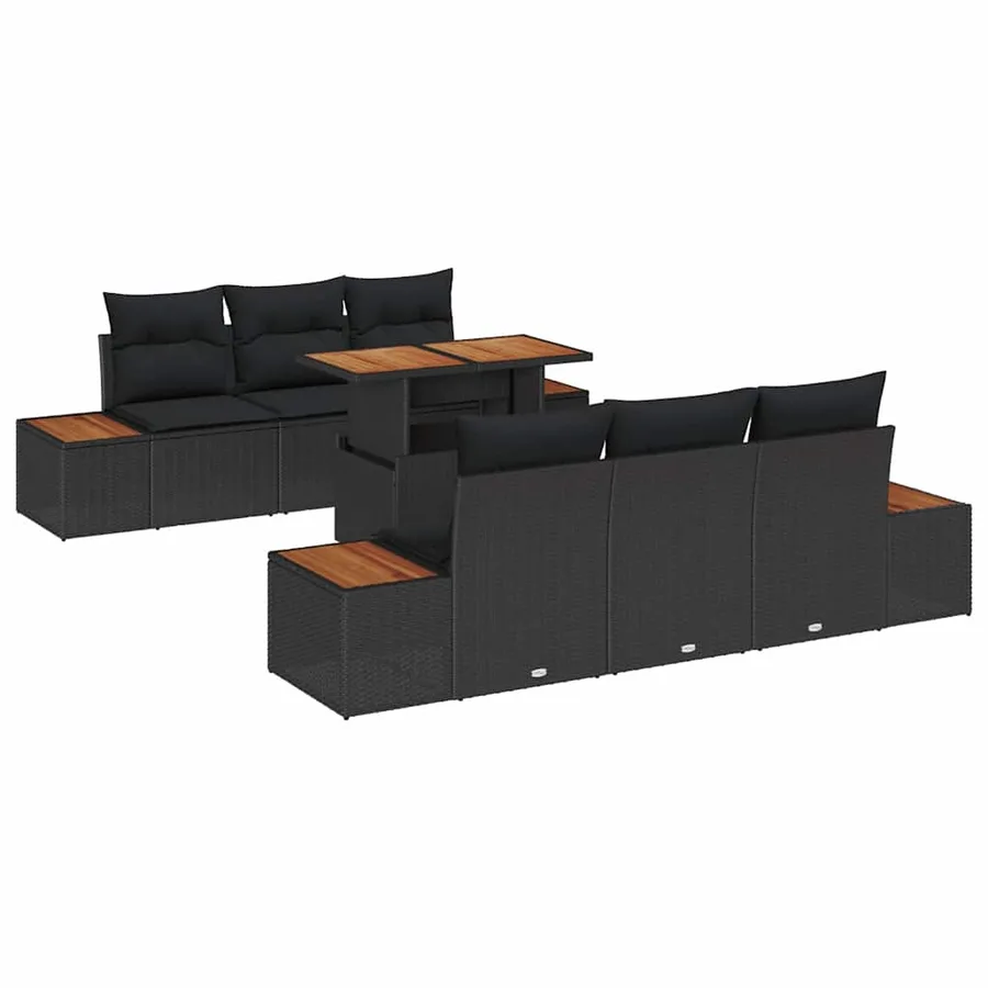 Ensemble de canapé de jardin 7 pc Noir et Marron - 2