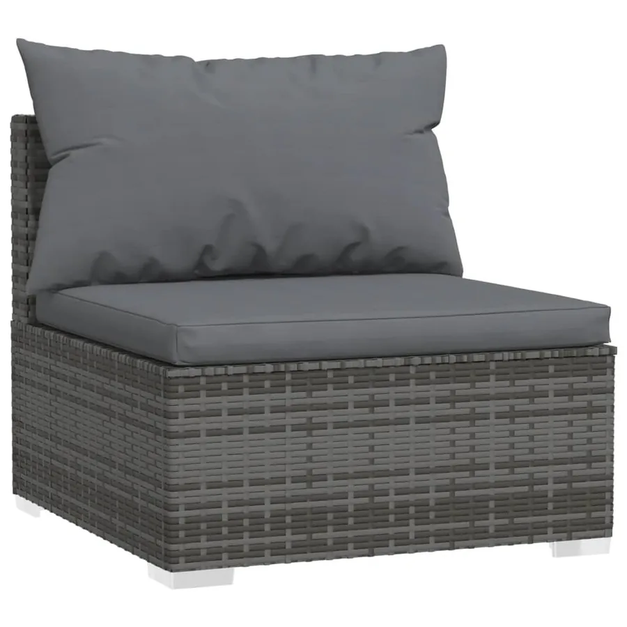 Salon de jardin 10 pcs avec coussins Résine tressée Gris - 5