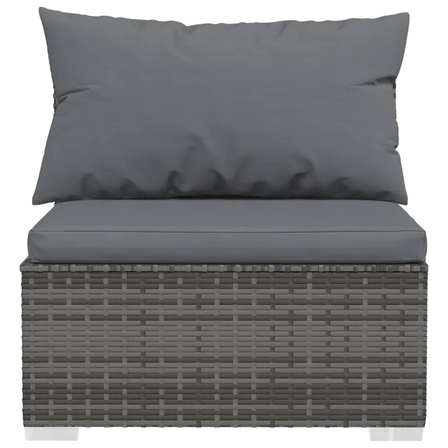 Salon de jardin 10 pcs avec coussins Résine tressée Gris - 6