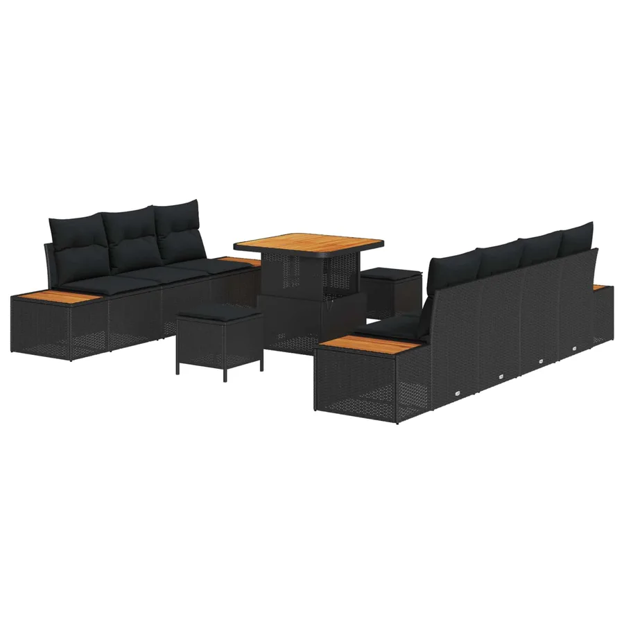 Ensemble de canapé de jardin avec coussin 10 pcs Noir - 2