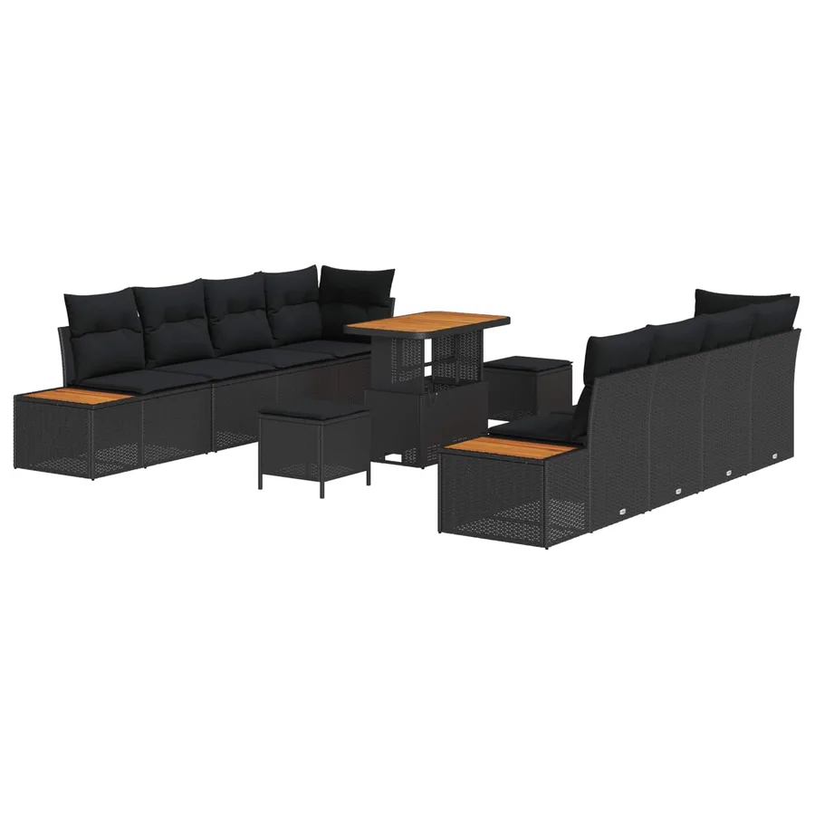 Ensemble de canapé de jardin avec coussin 11 pcs Noir - 2