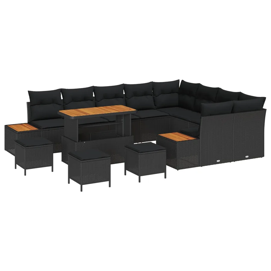 Ensemble de canapé de jardin avec coussin 13 pcs Noir - 2
